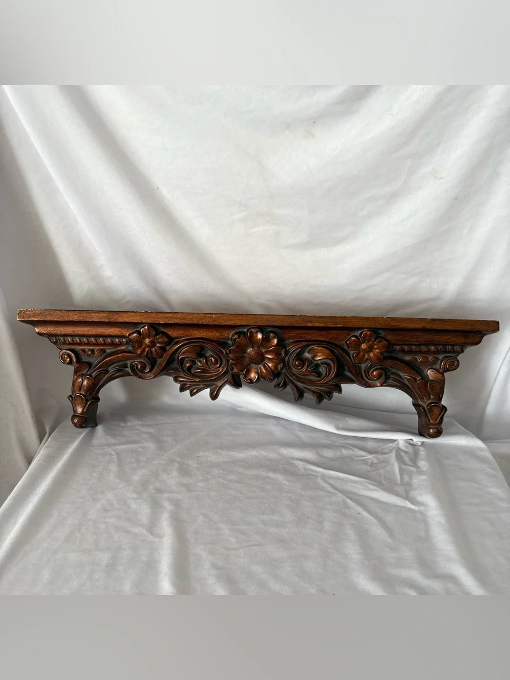 Vintage wooden baroque floral filigree wall shelf home decor large home